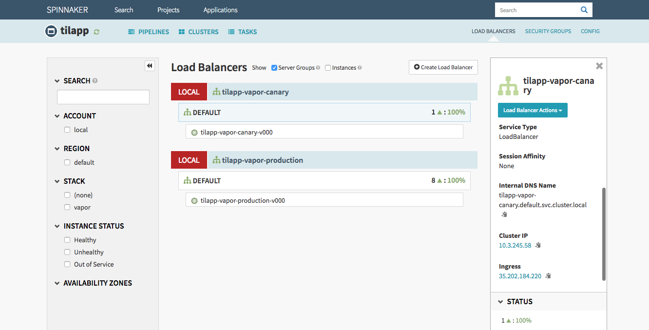 (Caption) IP address of the load balancer is located on the right side.